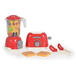 Moni Spielzeug Frühstücksset Toaster, Entsafter, zwei Toastscheiben, eine Zange rot