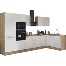 kochstation Winkelküche Florida L-Form 340 cm Weiß