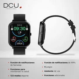 dcu advance tecnologic Curved Glass Pro BT 46 mm Kunststoffgehäuse schwarz Silikonarmband schwarz One Size