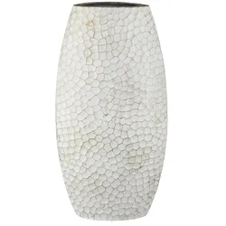 Vase , weiß , Metall , Maße (cm): B: 45 H: 24 T: 10