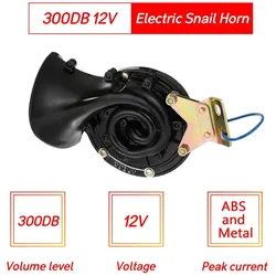 Lauter 280 dB 12 V elektrischer Schnecken-Lufthorn-Sound für Auto, Motorrad, LKW 12V schwarz