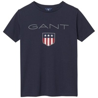 GANT Jungen T-Shirt - Teen Boys SHIELD Logo, Kurzarm, Rundhals, Baumwolle, uni Dunkelblau 170