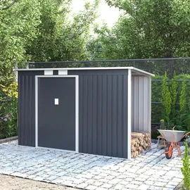 Juskys Geräteschuppen M mit Holzunterstand rechts 2,63 x 1,17 m anthrazit