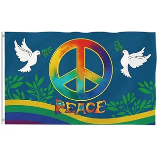 Friedenstaube Flagge, Gartenflagge, Friedenflagge Taube, Gartenfahnen dauerhaft lichtbeständig dekorative Fahnen Außenbanner, 90 x 150 cm