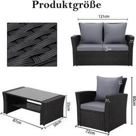 MeXo Lounge-Set 4-tlg. schwarz