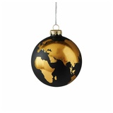 Giftcompany Gift Company Christbaumschmuck Christbaumkugel Weltkugel aus Glas in der Farbe Schwarz-Gold, Durchmesser: 10cm, 1042201050