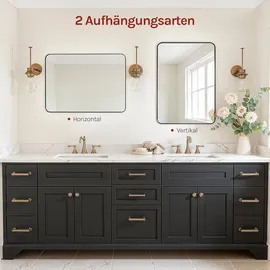 Woltu Wandspiegel 50 x 70 cm Schwarz