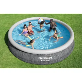 BESTWAY Fast Set Aufstellpool ⌀ 457 x 84 cm Grau inkl. Filterpumpe