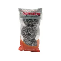 Reinex SuperFix Edelstahlspirale Topfkratzer, Für angebrannte und hartnäckige Verschmutzung, 1 Packung = 3 Stück