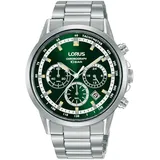 Lorus Sports Chronograph Quartz Green Dial Stainless Steel Bracelet Mens Watch RT393JX9