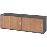 bümö Lowboard, Graphit, Nussbaum, Holzwerkstoff, Nussbaum, 2 Fächer, Rechteckig, 160x52x40 cm, FSC Mix, Arbeitszimmer, Aktenschränke