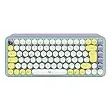 Logitech POP Keys - Mechanische Tastatur, Bluetooth Tastatur, Wireless Keyboard - Windows, macOS, Chrome OS, Android, iPadOS, iOS - Deutsch QWERTZ-Layout - lila-weiß【Bulk - ohne Verpackung】