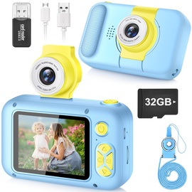 arnssien Kinderkamera für 3 4 5 6 7 8 9 10 11 12 Jahre alte Mädchen/Jungen, Kinder Kamera mit 180°Flip-Objektiv&2.4in IPS-Bildschirm, Geburtstagsfest-Geschenk-Spielzeug für Mädchen/Jungen,32 GB,X101