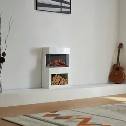 KAMINIO Elektrokamin Henri - Elektrischer Kaminofen mit Heizung, 3D-Flammeneffekt, Holzfach, Fernbedienung - Weiß