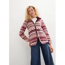 bonprix Kapuzen-Fleecejacke mit Norweger-Muster Weiß S