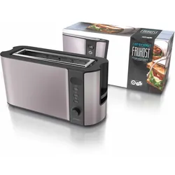 Arendo 1000 Watt Automatik Langschlitz Toaster, Display mit Restzeitanzeige, Auftaufunktion, Grau/Silber