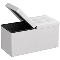 Songmics Sitzbank mit Klappdeckel 76 cm Weiß