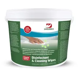 Dreumex Desinfektionstücher Disinfectant & Cleaning Wipes, Perfektes Reinigungstuch für Tische, Schreibtische, Sportgeräte etc., 1 Eimer = 350 Tücher, Maße (L x B): 190 x 145 mm