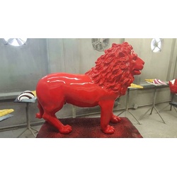 JVmoebel Gartenfigur, Roter Löwe Figur Statue Figuren Statuen Skulptur Garten Dekoration rot