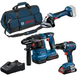 Bosch Combo Kit 3-tlg. 18V: GSR 18V-55/GWS 18V-7/GBH 18V-22, 2x Akku, Schnellladegerät