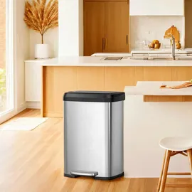 Songmics Mülleimer 50 l Silber