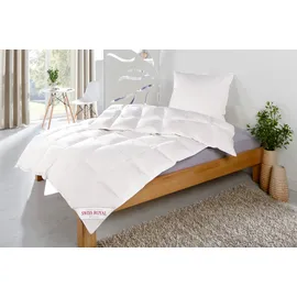 Haeussling Daunenbettdecke Swiss Royal, Bettdecken für Sommer und Winter, Ganzjahresdecke, Decke, Füllung: 90% Daunen, 10% Federn, Bezug: 100% Baumwolle, Bettdecke 135x200 cm, 155x220 cm & weitere Größen, Made in Germany weiß 200 cm x 220 cm