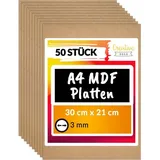 Creative Deco 50 x A4 MDF Platten 300 x 3 mm Dünne Holz-platten | Perfekt für Laser, CNC Router, Modellierung, Durchbrochenes, Laubsäge