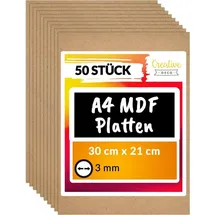 Creative Deco 50 x A4 MDF Platten 300 x 3 mm Dünne Holz-platten | Perfekt für Laser, CNC Router, Modellierung, Durchbrochenes, Laubsäge