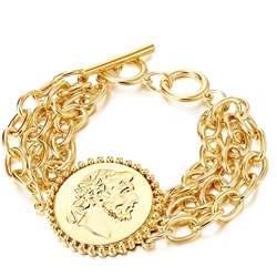 Lulu & Jane Armband Münze Metall-Legierung in Gelbgold Armbänder & Armreife   Damen