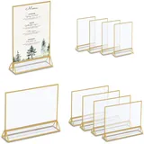 Relaxdays Tischaufsteller, 10er Set, A5, Hoch-& Querformat, Speisekarte, Hochzeit, Acrylaufsteller, transparent/Gold