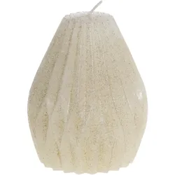Chic Antique Stumpenkerze Diamant mit Glitzer, H12/Ø10 cm creme