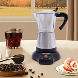 Lilyeriy Espressokocher Elektrisch Espressomaschine Elektrische Kaffeemaschine, Mokka Espresso Kanne mit separatem Boden Familien, Versammlungen, Cafés, Büros, Universitätsschlafsälen (Silber)