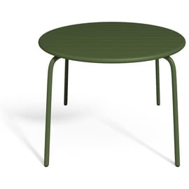 MYLIA Garten-Essgruppe: Tisch D. 110 cm + 4 stapelbare Stühle - Metall - Khaki - MIRMANDE von MYLIA