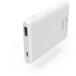 Hama Power Pack „SLIM 5HD“ 5000mAh, Ausgang: USB-A, Weiß (00201667) Solar Powerbank