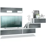 Vladon Wohnwand, Grau, 275x180x37 cm, Wohnzimmer, Wohnwände, Anbauwände