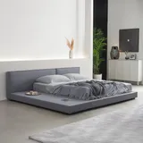 Home Deluxe Bett mit Ablage GALAXIS Größe: 140 x 200 cm Grau Bett Mit Matratze 180x200 -