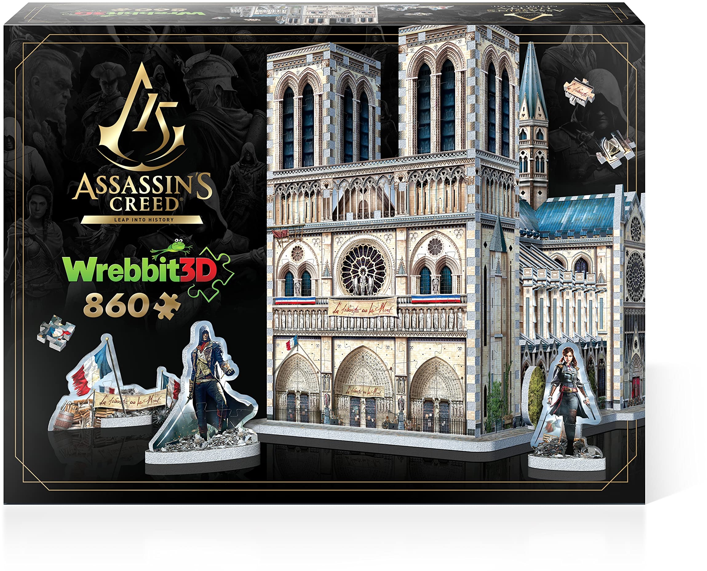Wrebbit3D Assassin's Creed Unity – Notre-Dame 3D-Puzzle – 860 Teile, enthält Referenzen aus Ubisoft Videospiel, mit einzigartigen, 1,4 cm dicken Schaumstoff-Puzzleteilen für ein stabiles Design