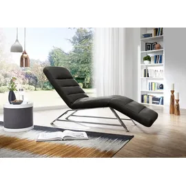W.Schillig Relaxliege daily dreams Leder/Polyester 75 x 91 x 170 cm grau mit Kissen