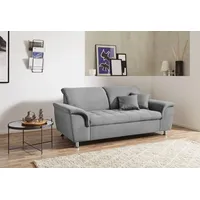 2-Sitzer DOMO COLLECTION "FRANZI zeitlos & elegant, moderne Sitzheftung", grau (hellgrau), B:190cm H:81cm T:105cm, Sofas, wahlweise mit Kopfteilverstellung, inklusive Zierkissen
