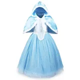 ELSA & ANNA Prinzessin Kleid Mädchen – Eiskönigin – Prinzessinnenkostüm – Mädchen Kleid für Partys, Geburtstage, Fasching, Karneval und Halloween – Prinzessin Kostüm Mädchen – 6-7 Jahre (CNDR6)