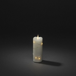 Konstsmide LED-Echtwachskerze, Wachs, Höhe: 12,7 cm - weiss