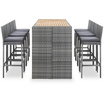 vidaXL 9-tlg. Garten-Bar-Set Poly Rattan und Akazienholz Grau