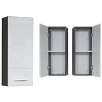 Lomadox Hängeschrank LISBOA-19 in Weiß Hochglanz mit Sardegna Rauchsilber,