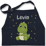 Kinderschürze Schürze Kinder Jungen Mädchen - Süßer Dino Dinosaurier Dinosaurus Dinomotiv - 2-6 Jahre - Navy Blau - kinderkochschürze tier kinderkochschürzen kinderbackschürzen tieren - 2-6 Jahre