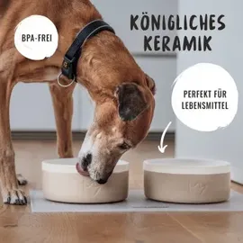 Rudelkönig Keramiknapf 900ml - Rutschfester Hundenapf beige 2x