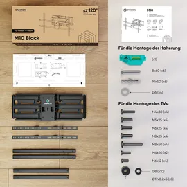 ONKRON TV-Halterung 42-120 neigbar-schwenkbar, Schwarz M10