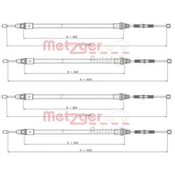 2x Metzger Handbremsseile Passend Für Smart Fortwo Links+rechts: Seilzug, Feststellbremse Smart: 4514200385 Smart: 4514200485 Smart: A4514200385 Smart