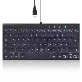 Perixx PERIBOARD-429 DE USB Tastatur mit Hintergrundbeleuch - Schwarz LEDs weiß, (11685)