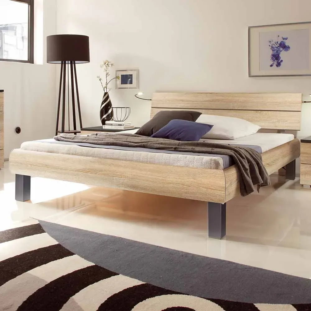 Bett in Eiche Sägerau modern