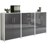 BMG Möbel Aktenschrank Tabor (Set 15, Büroschrank abschließbar mit Metallgriffen) Made in Germany weiß